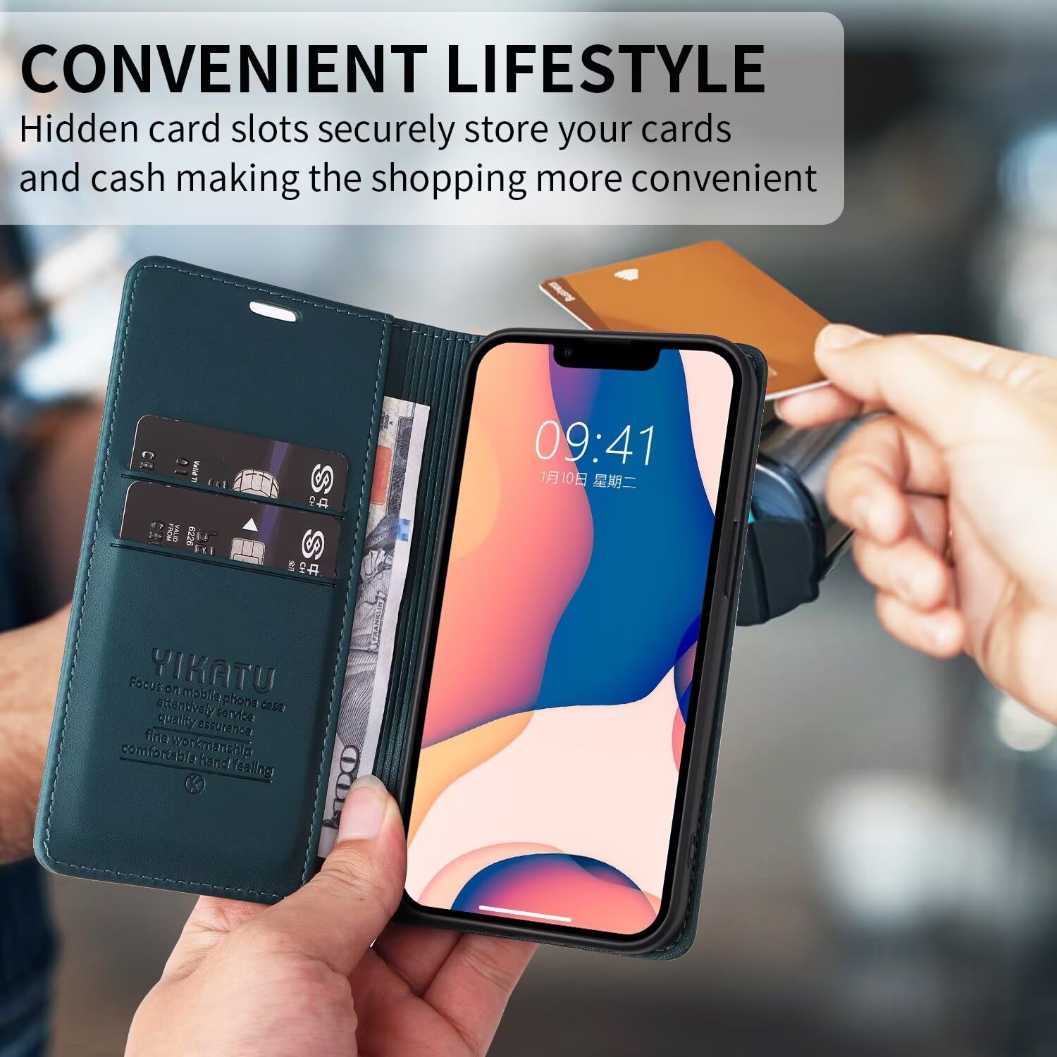 Xinyunew Custodia A Libro Con Portafoglio Per Google Pixel 9, In Pelle PU Con Slot E Supporto, Blu