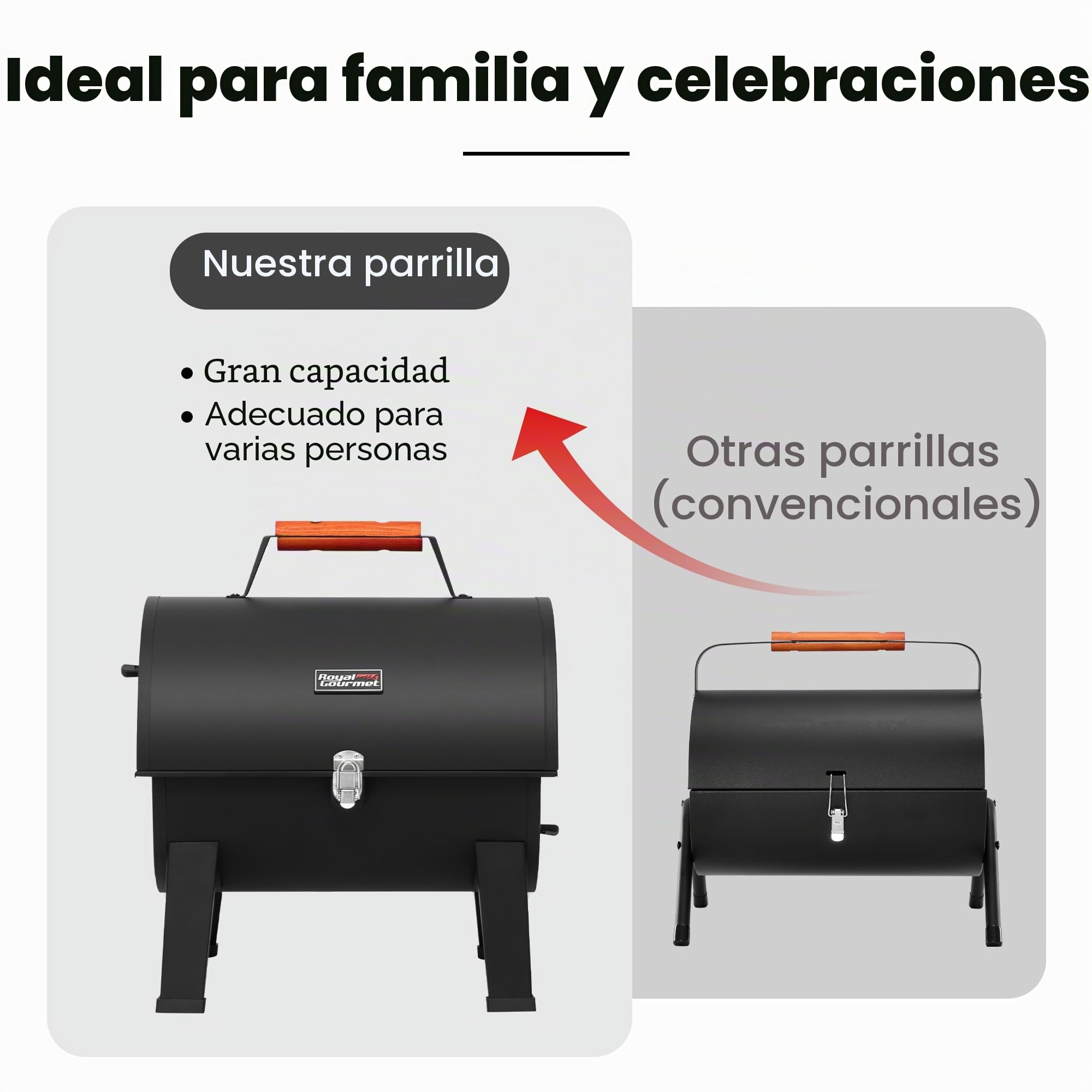 Royal Gourmet Barbacoa portátil de carbón vegetal, barbacoa de camping para jardín, pícnic, barbacoa de mesa de carbón, barbacoa plegable con cierre a presión y mango de madera, color negro