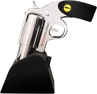 WineOvation Electric Gun Wine Bottle Opener (Simulated Chrome) - Open your Wine Bottle Fast with this New Corkscrew - Great Gift for Gun Enthusiasts and Wine Lovers. Foil Cutter Included.