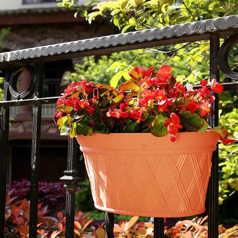 Fioriera sospesa, semicircolare in plastica, per interni ed esterni, giardino, balcone, ringhiera, recinzione, vasi da appendere