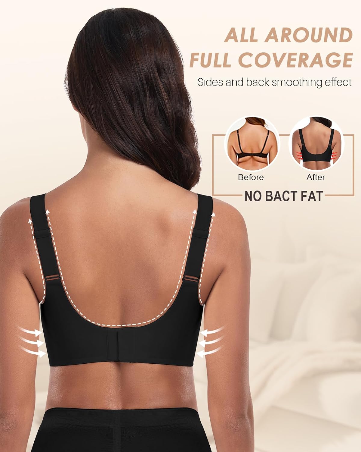 Padded Bra Comfortable Back Fat Smoothing Full Coverage Wireless Support Bra No Underwire Seamless Bralette - Image 4