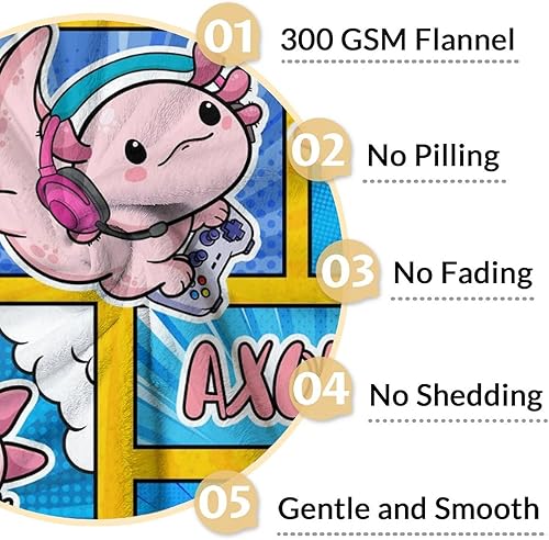 Miniatura 4 de Axolotl - Manta para niños y niñas, tamaño pequeño, 40 x 50 pulgadas, suave, mullida, acogedora, regalo, manta azul bonita para sofá, sala de estar