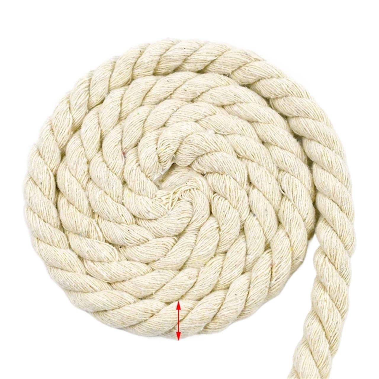 Twisted Cotton Cord 2/5/10M 5-20mm Braid Macrame Cord Twisted Ropes Thread Decorative String 3 Shares Cotton Rope DIY Bag(Beige-18mm,2Meters)