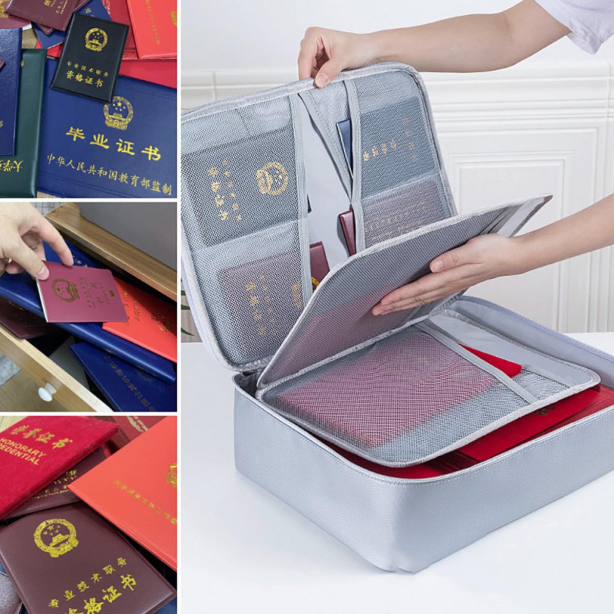 Toddmomy Borsa Grande Capacità Porta Documenti Ignifuga e Fibra di Vetro e Zip Scorrevole per Ufficio e Viaggi