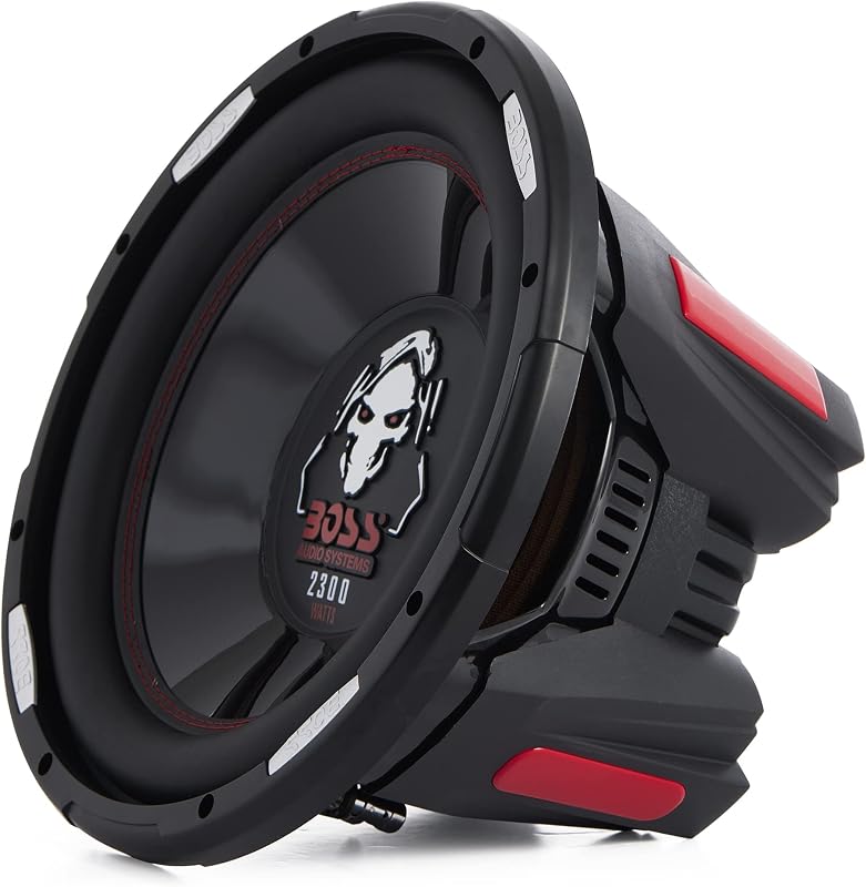 Phantom parlantes subwoofer estéreo de 12 pulgadas, 2300 vatios, 4 ohmios, doble voz de cobre, carbón, audio para auto, con cono de inyección de polietileno (paquete de 2)
