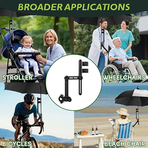 Miniatura 6 de Soporte de paraguas de carrito de golf resistente, altura ajustable, resistente al viento, resistente a los golpes, soporte universal para paraguas