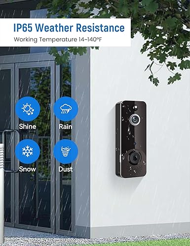 Miniatura 8 de Cámara de timbre de video inalámbrica, cámara de vigilancia para interiores y exteriores incluida, timbre de anillo, audio de 2 vías, detección