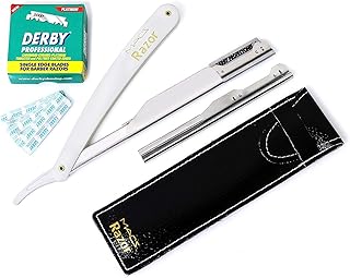 MACS PROFESSIONAL Barber Straight Edge Safety Razor with Platinum Derby 100 - Made of 100% Stainless Steel -Macs-093B1