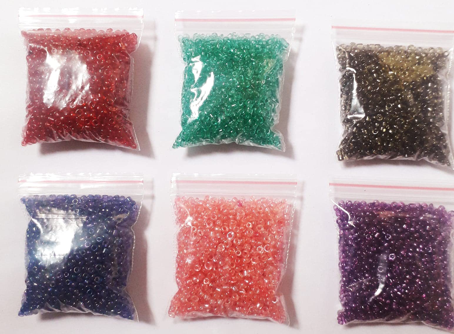 Crafteez 6 Colours Glitter Glass Beads for Embroidery (Multicolour, Size -11 ) -Pack of 6 Pieces