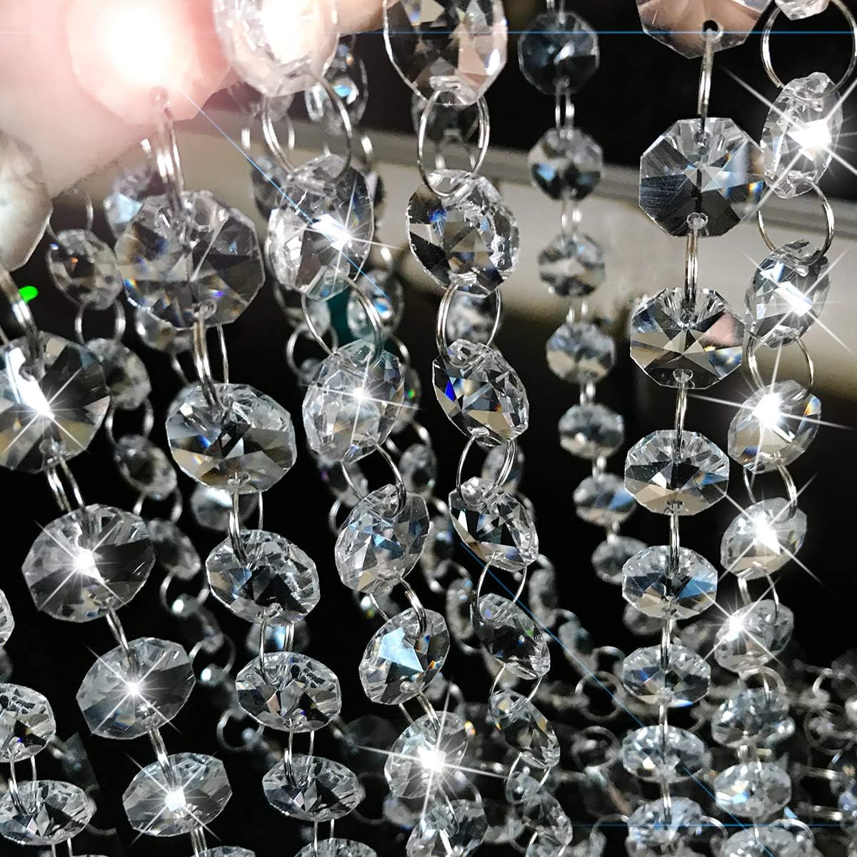 PDTXCLS Sudopo XGpie 16.4Ft Clear Crystal Glass Beads Lamp Chain Chandelier Decoration for Wedding Home and DIY Craft Jewelry Making
