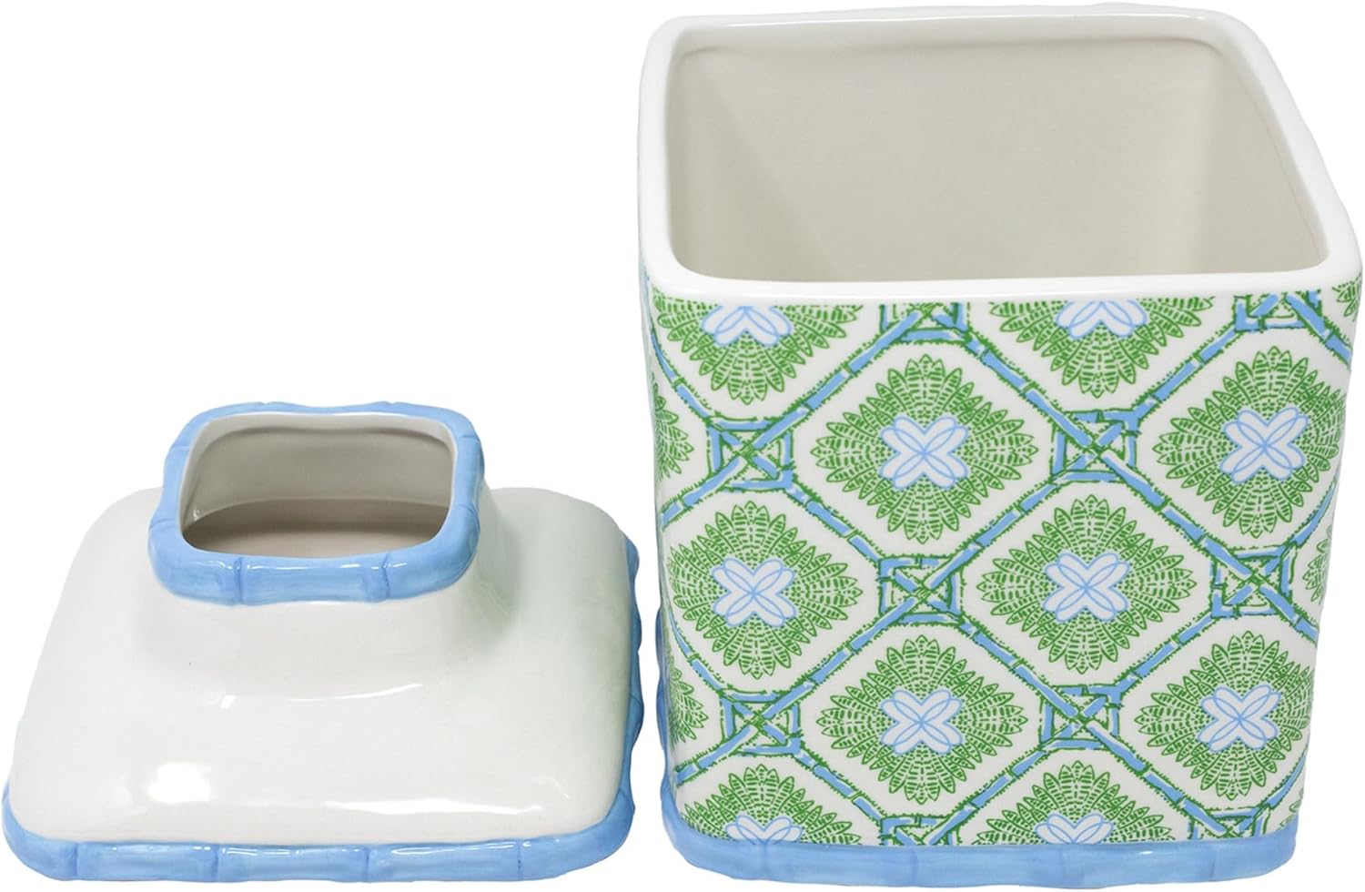 Lilly Pulitzer Ceramic, Square, Tissue-Box Cover, Tissue Holder for Home Decor (Bamboo Logo Trellis)