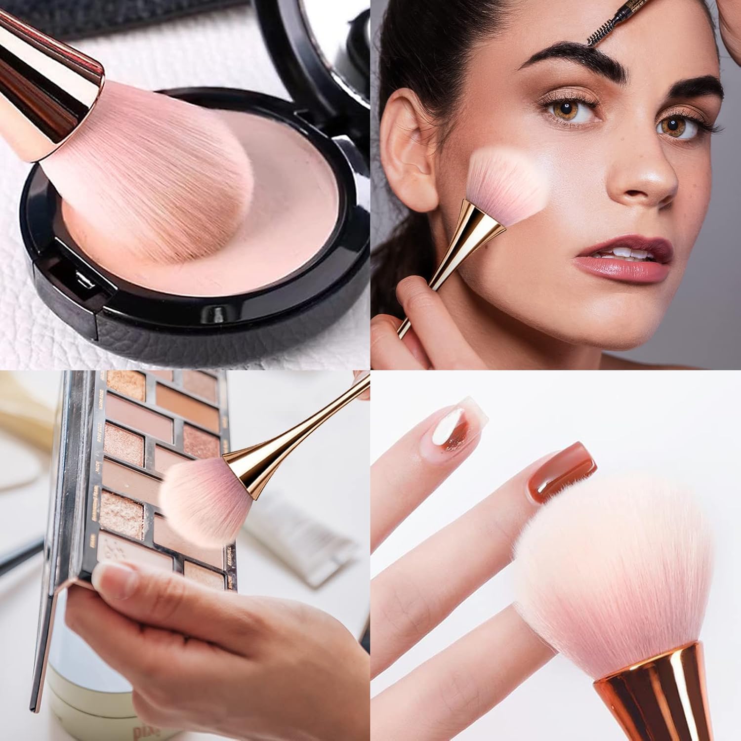 Professional Powder Makeup Brush – Ultra-Soft Bluffer Brush Synthetic Bristles for Foundation, Blush, Cream - Oval Foundation Brush for All Skin Types Soft Bristles Nail Brush Cosmetic Applicator Brush - Image 4 thumbnail