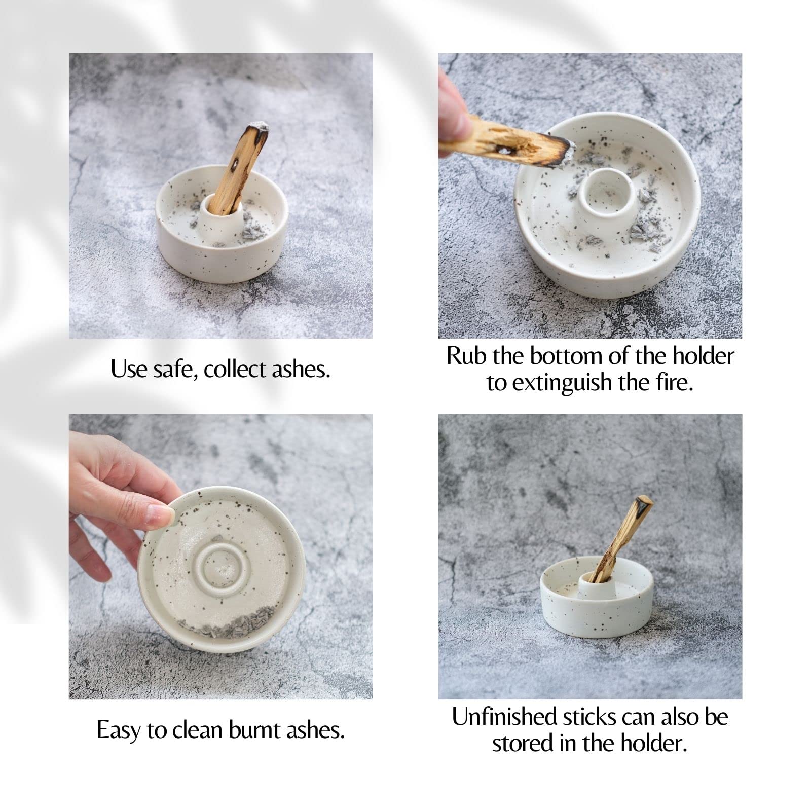 Keramik Räucherstäbchenhalter Mit Kupfer-Schale – Für Palo Santo & Salbei | Inkl. Reinigungswerkzeug