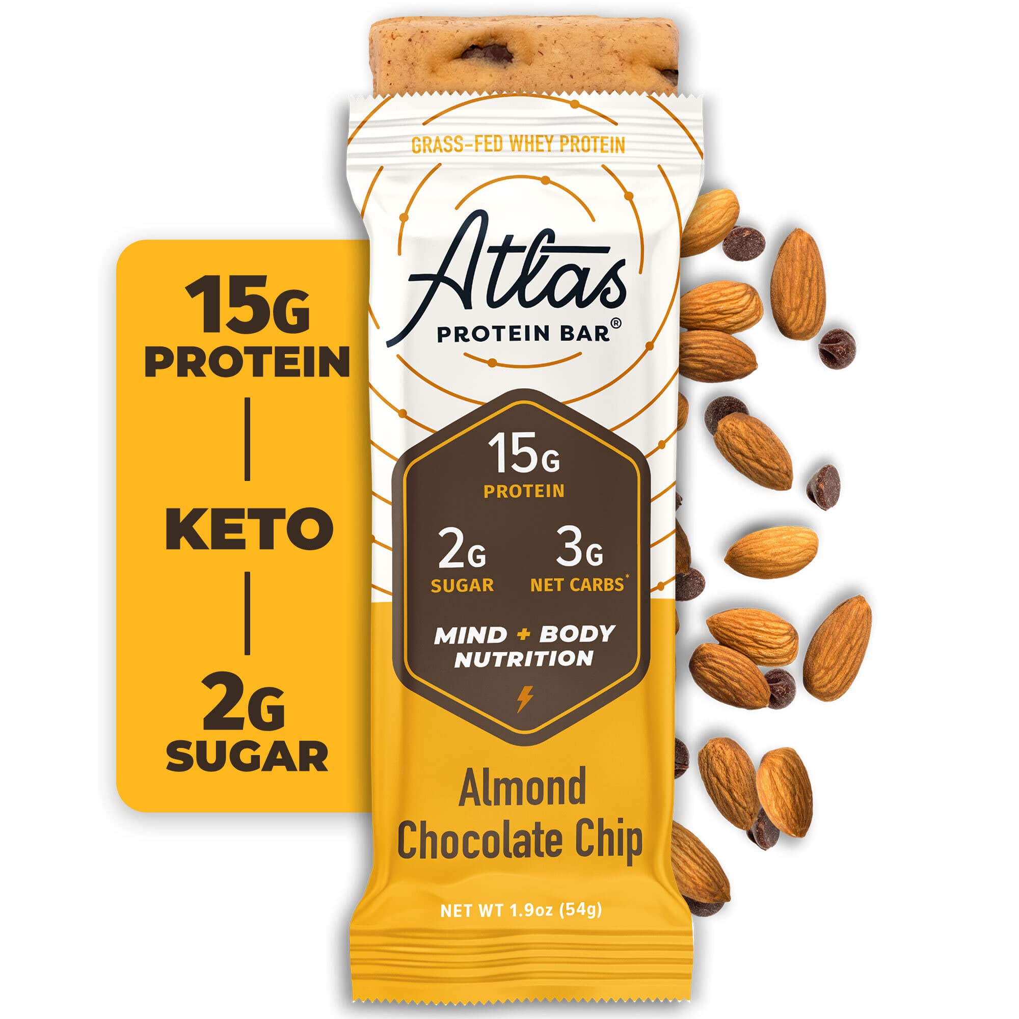 Buy Atlas Mind + Body Keto Protein Bar Almond Chocolate Chip Keto