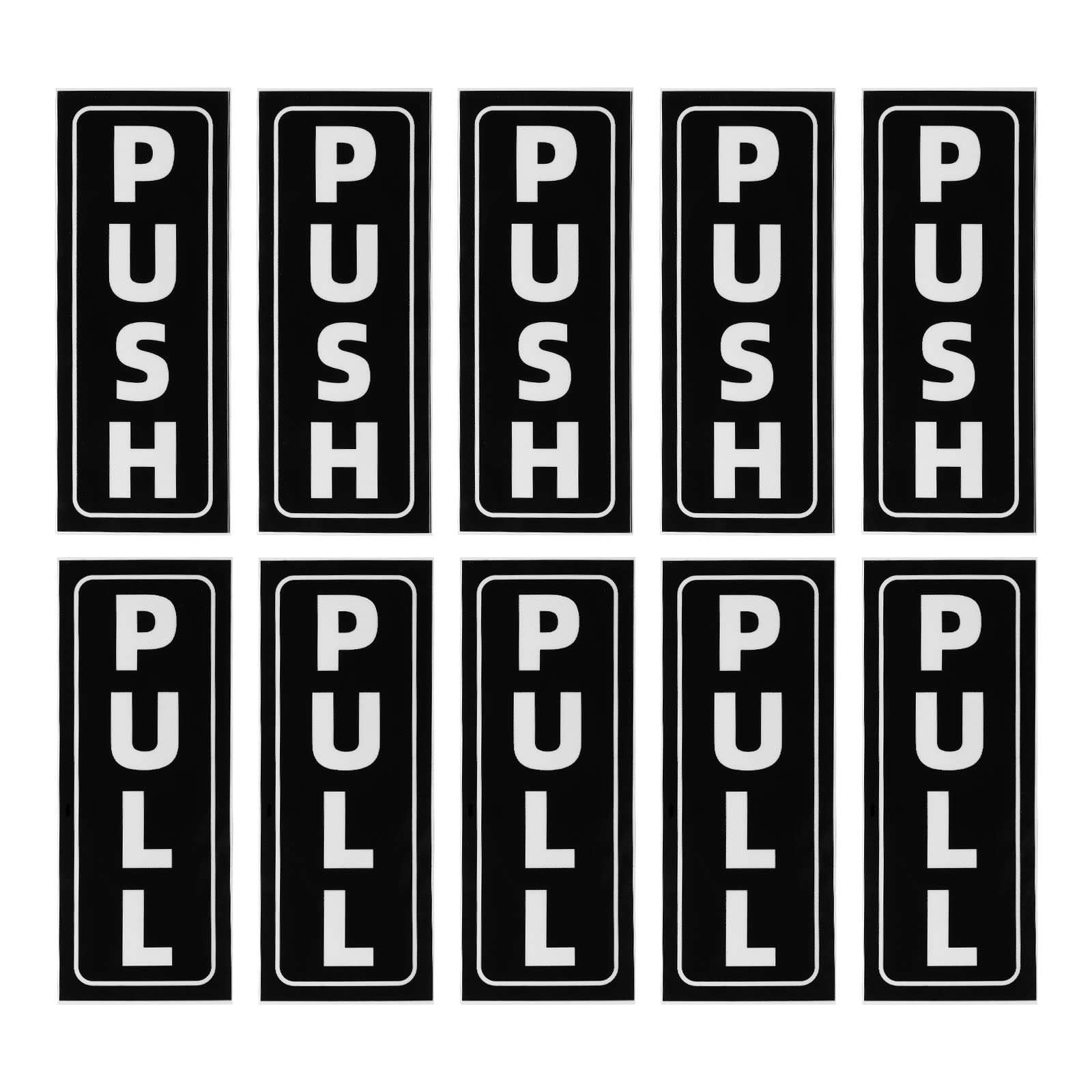 PATIKIL Push Pull Door Sign, 5 Set 2"x5" PVC Self-Adhesive Waterproof Vertical Pull Push Sticker Sign for Office Store Shop Glass Door, White