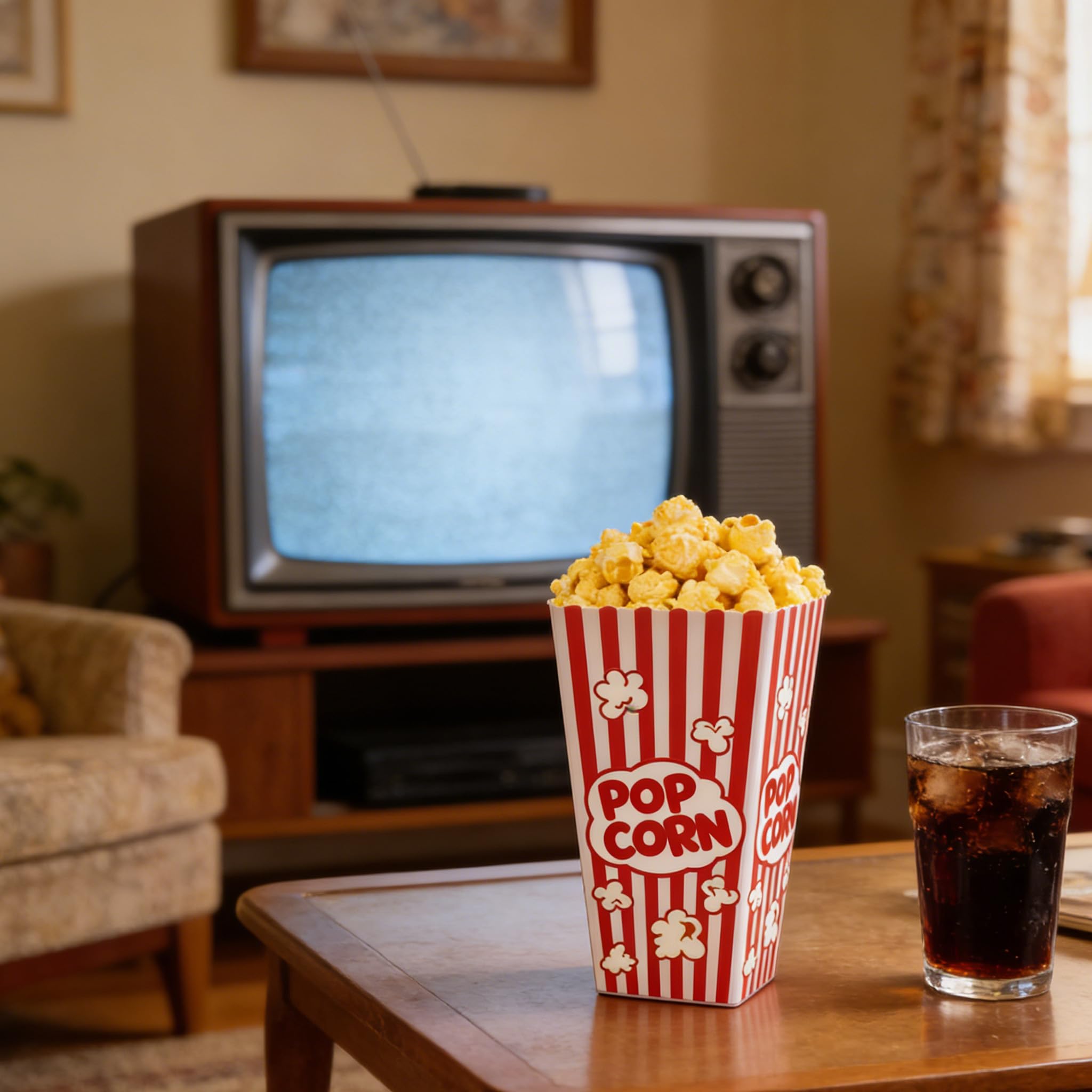 Homrelaxy Popcorn-Boxen aus Kunststoff, 19,1 cm hoch und 9,1 cm, quadratisch, große Kapazität, Popcorn-Behälter für Pop-Mais-Maschine, Filmabend, Kino, Karneval, Party, Konzessionen, 20 Stück