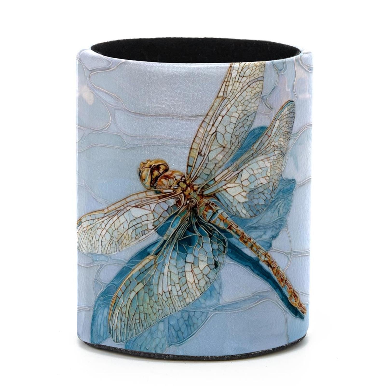 VAPOKF Round Pencil Holders for Desk, Dragonfly Pen Holders Pen Pot Makeup Brushes Storage Desktop Stationery Supplies Organiser for Home Office