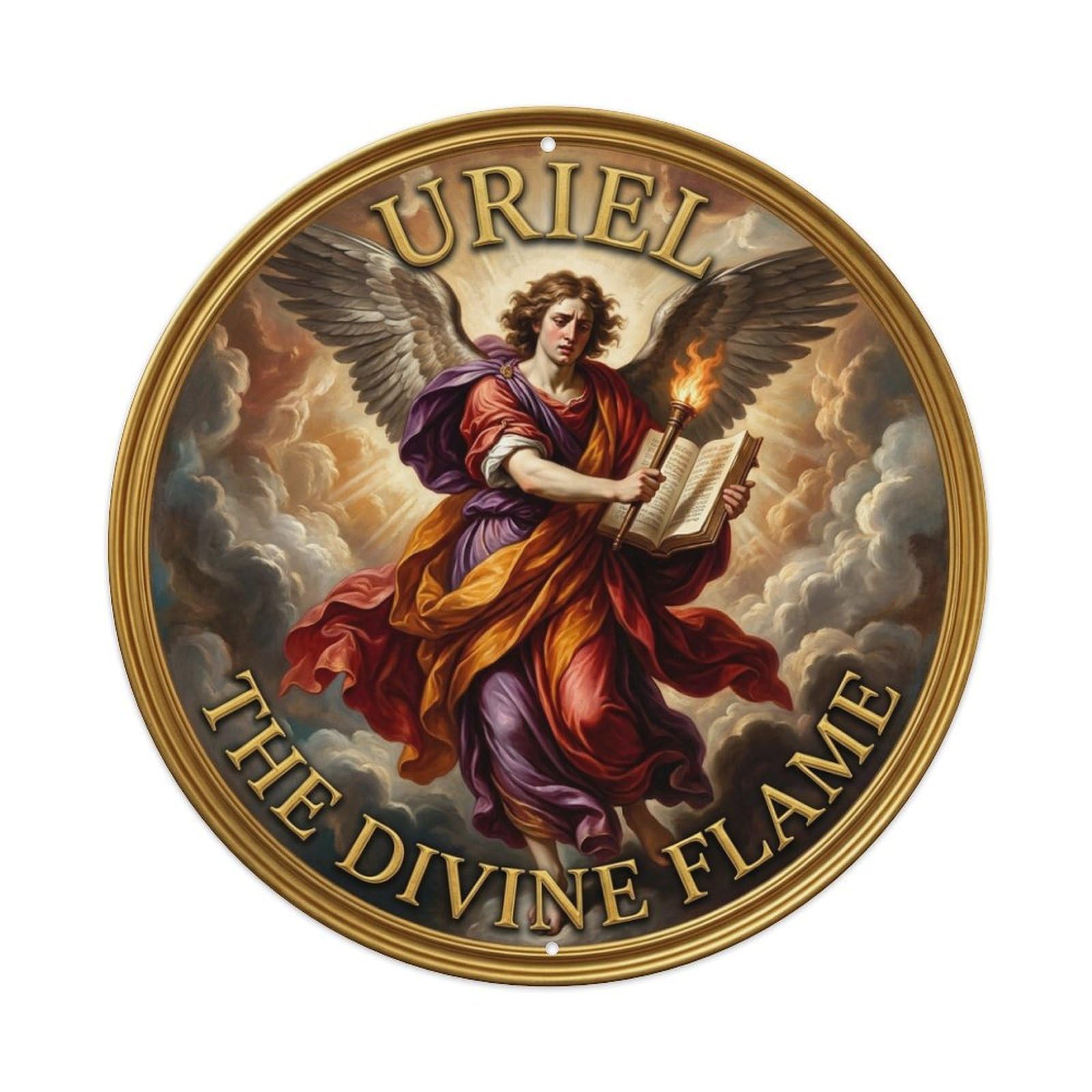 Archangel Uriel Illumination The Divine Flame Metal Tin Sign