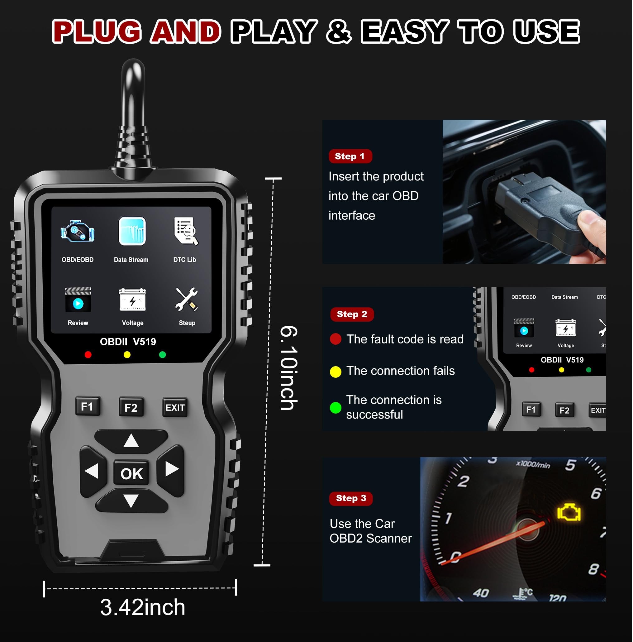 Amazon.co.jp: Zecirl V519 OBD2 診断スキャナーツール - Vechicle