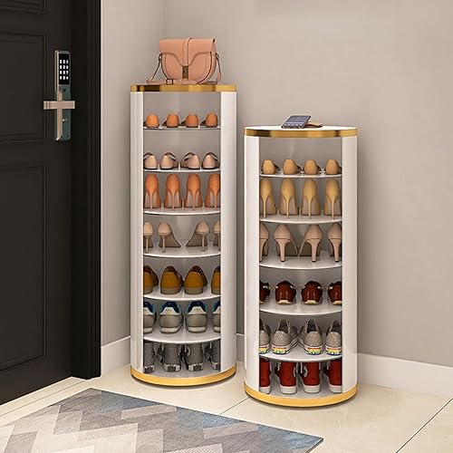 Miniatura 2 de Zapatero giratorio de 360 grados, soporte giratorio de metal, con estantes ajustables, zapatero para entrada, pasillo, sala de estar (tamaño  12.6 *