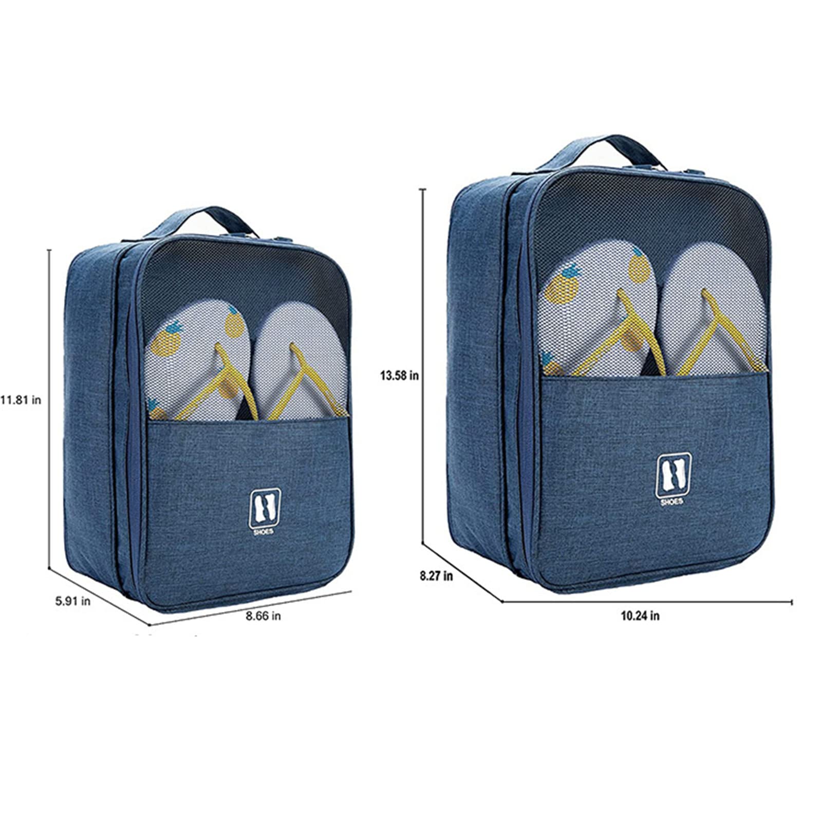 Borsa da viaggio per scarpe impermeabile, per scarpe da viaggio, può contenere 3 paia di scarpe portatili e custodia per uso quotidiano con manico, Navy, L