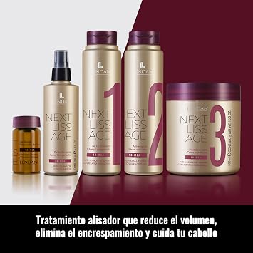 LENDAN - Next Liss Age Smoothing Booster - 6 x 7.6 ml - with 18-MEA and Hydrolyzed Keratin Concentrate - Enhances Professional Hair Straightening Treatment - Formaldehyde-Free