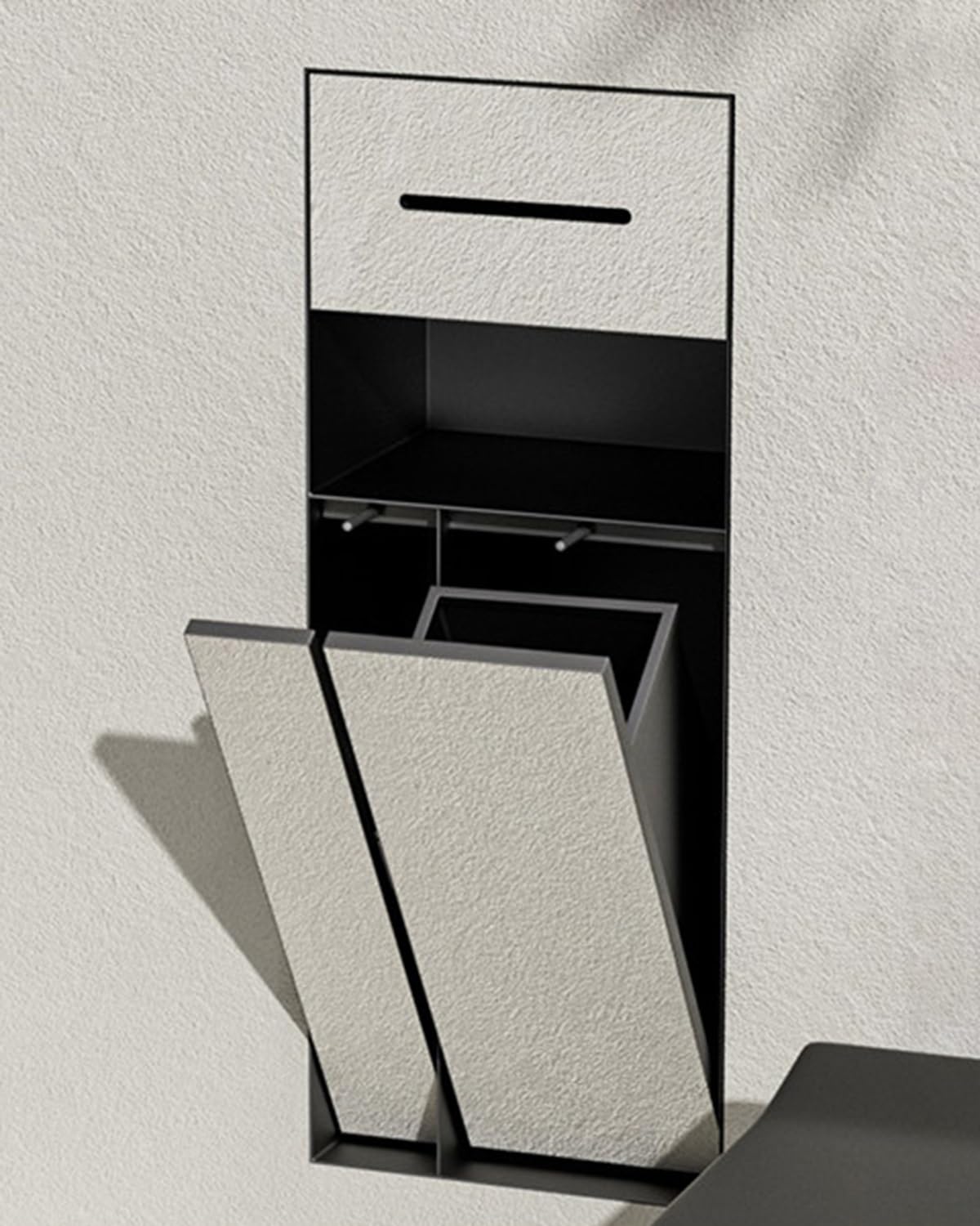 Modern Bathroom Insert Toilet Paper Dispenser, Tileable Hidden Wall Storage Niche with Toilet Brush & Trash Bin, Stainless Steel Recessed Tissue Holder