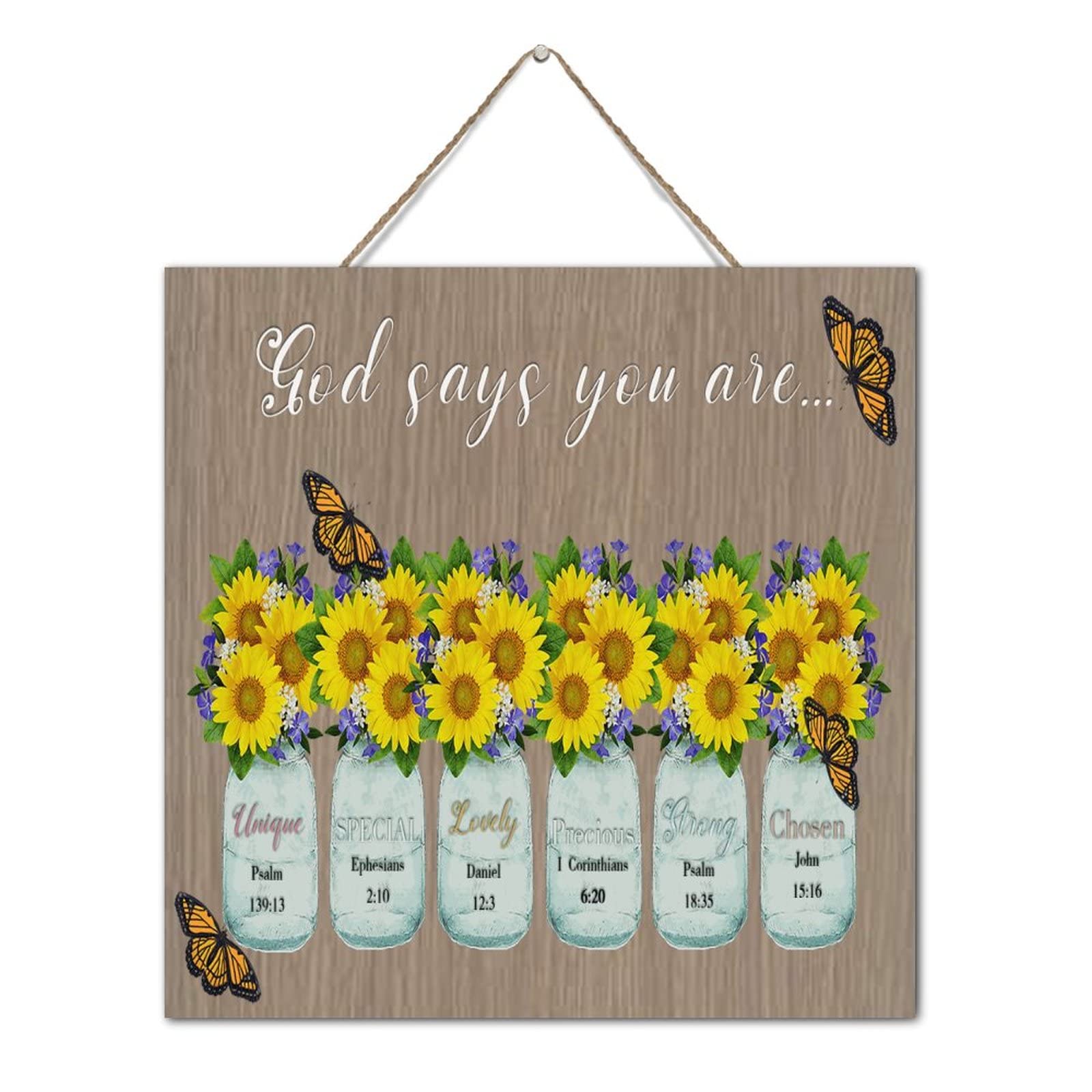 Plaque murale amusante en bois God Says You Are 30x30 cm décor de salon et bureau