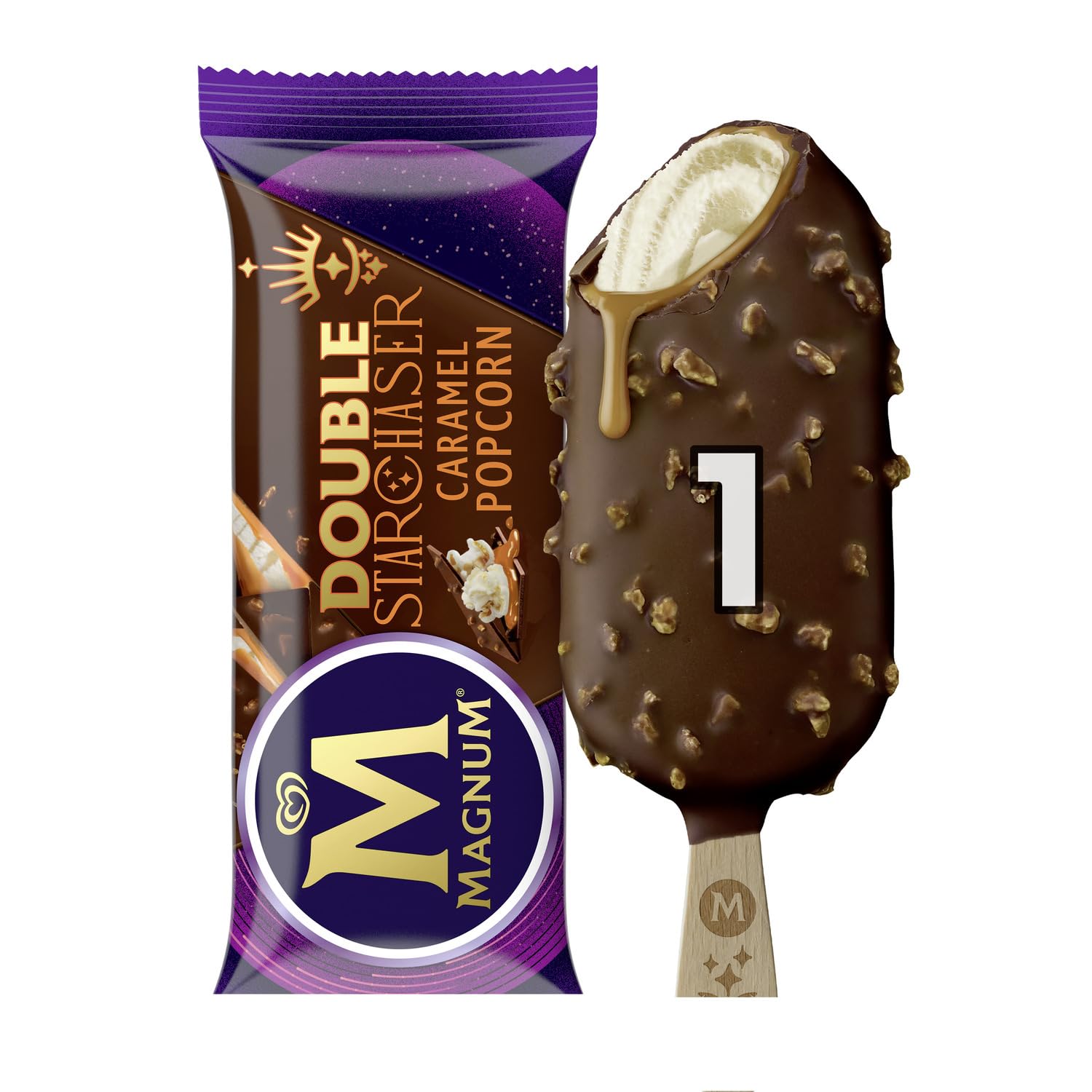 MAGNUMDouble Starchaser Caramel & Popcorn Ice Cream Stick, 85 ml
