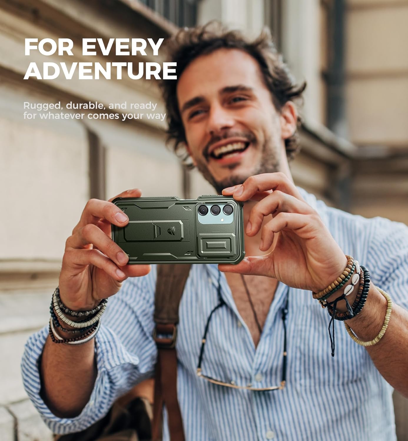 Dexnor for Samsung Galaxy A16-5G Phone Case, [2 Front Frame] [Built-in Magnetic Slide Camera Cover & Kickstand] Heavy Duty Protection Shockproof Case with Screen Protector, 6.7 inch Army Green