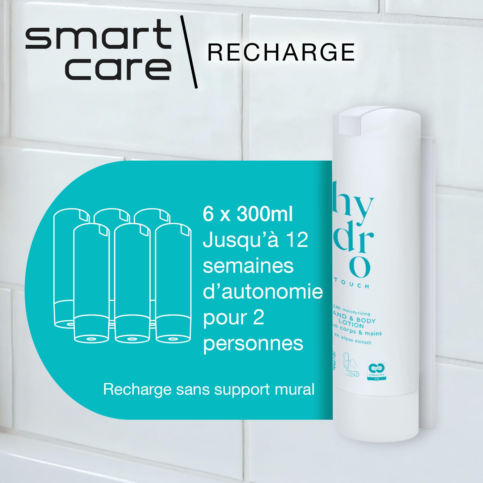ADA Cosmetics Lotion mains & corps vegan aux minéraux marins et extrait d’algues – soin hydratant revitalisant pour la peau– Hydro Touch – Fabriqué en Allemagne – 6 × 300 ml