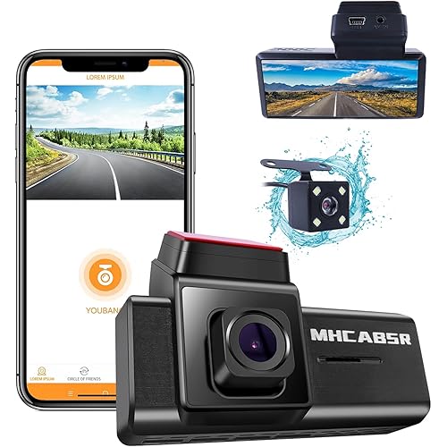 Dual Dash Cam Front and Rear, Full HD 1080P WiFi Dash Camera, 3.16 inch Display Car Dashboard Camera with 170° Wide Angle, IR Night Vision, Loop Recording, Motion Detection