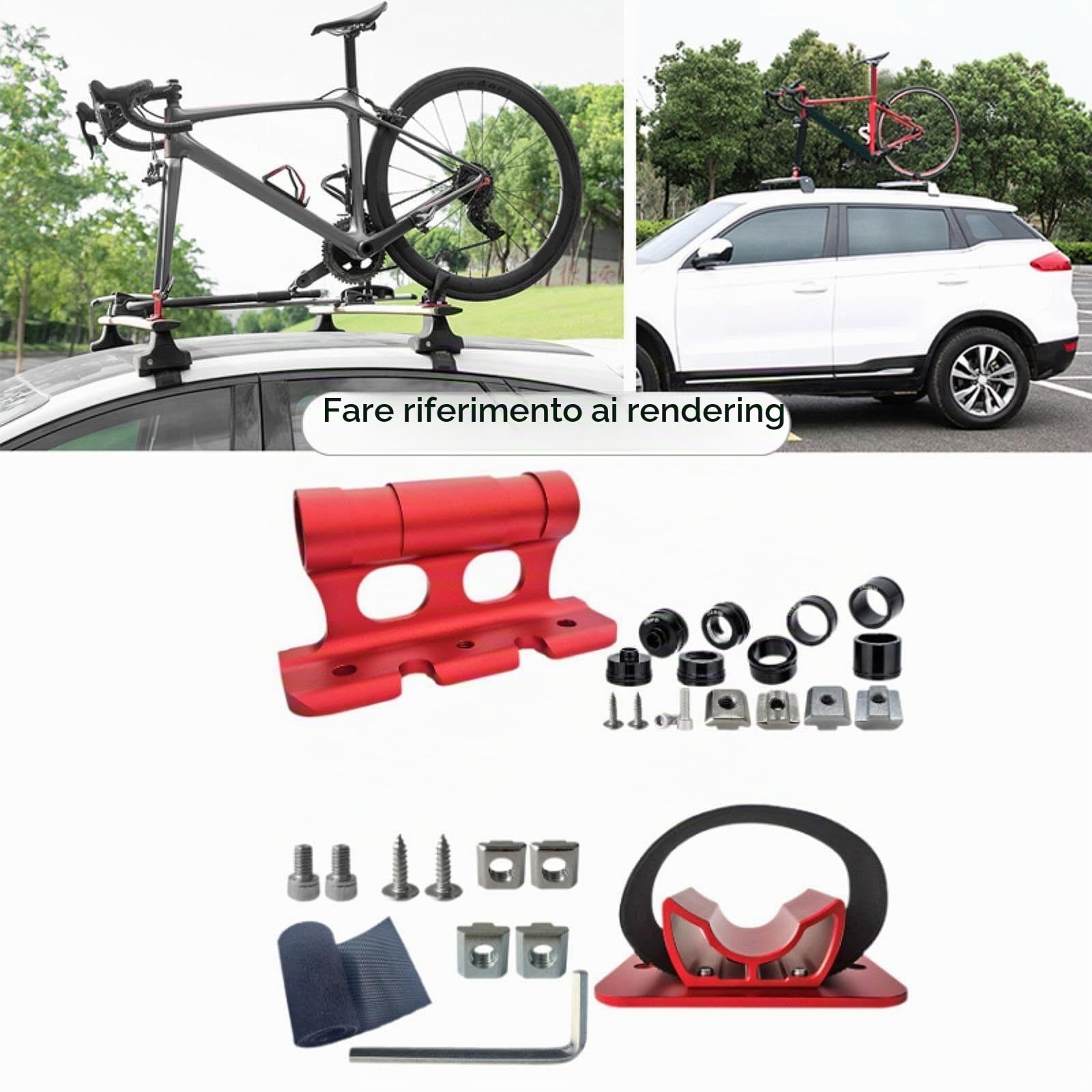 F Fityle Portabici da Tetto per Auto e Rimorchio Camion - Supporto per Forcella Bici con Asse Passante da Ruota, Rosso