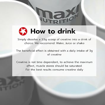 MaxiNutrition 100 Percent Creatine monohydrate, (Creapure) 250g, high dose and Pure creatine Powder for Maximum Performance During Your Training, Unflavoured (Pack of 2)