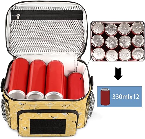 Miniatura 6 de Lonchera térmica para hombres, mujeres y adultos, lonchera táctica de abejorros con correa ajustable para el hombro, bolsa de almuerzo a prueba de