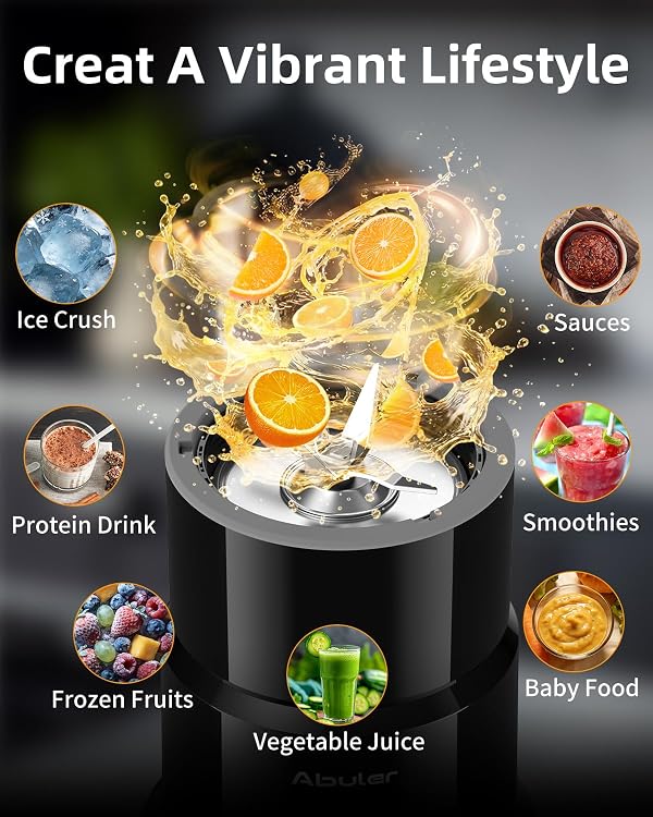 Blender for Smoothie, Abuler 1200W Personal Blender for Shake and Smoothies for Kitchen with 2 No-BPA 20oz Portable Cups, Single Serve Smoothies Maker Mixer for Juices, Nutritious Recipe by Abuler - Image 5