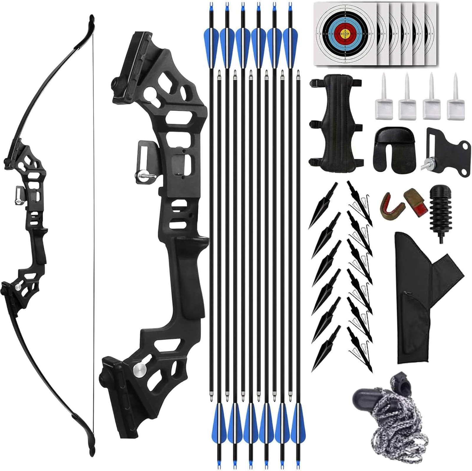 50LBS 57" Recurve Bow and Arrow Set for Adults | Full Archery Kit with 12 Hybrid Carbon Arrows, Perfect for Outdoor Hunting & Target Practice
