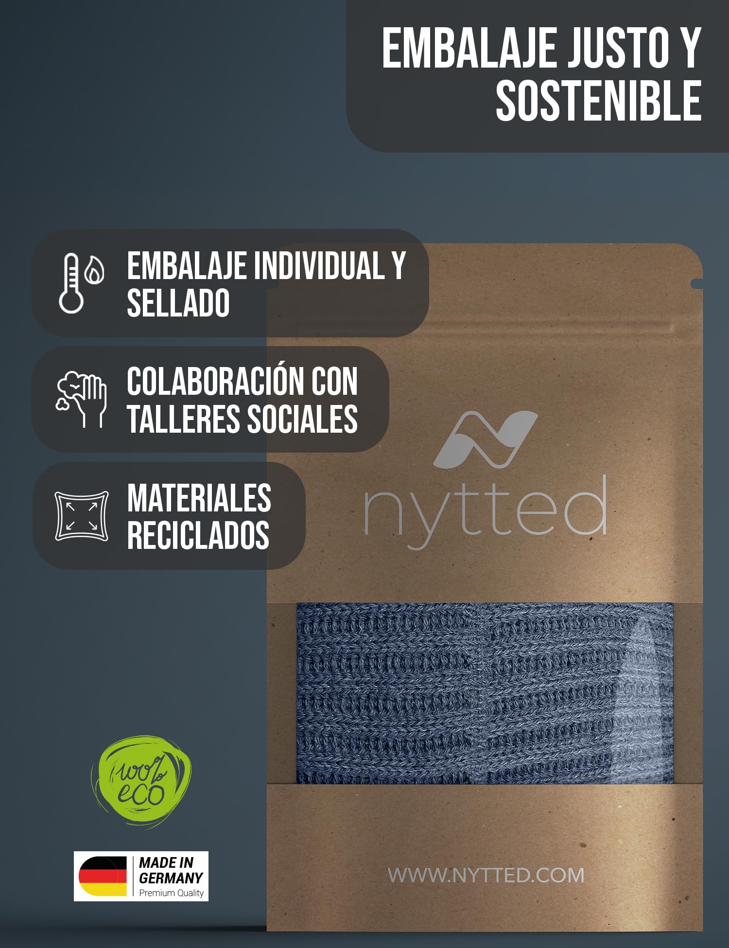 NYTTED® Gorro de Lana Merino Hombre y Mujer | 100% Lana Merino | Gorro de Invierno Cálido, Suave y Elástico | Gorro Punto Unisex | Made in Europe