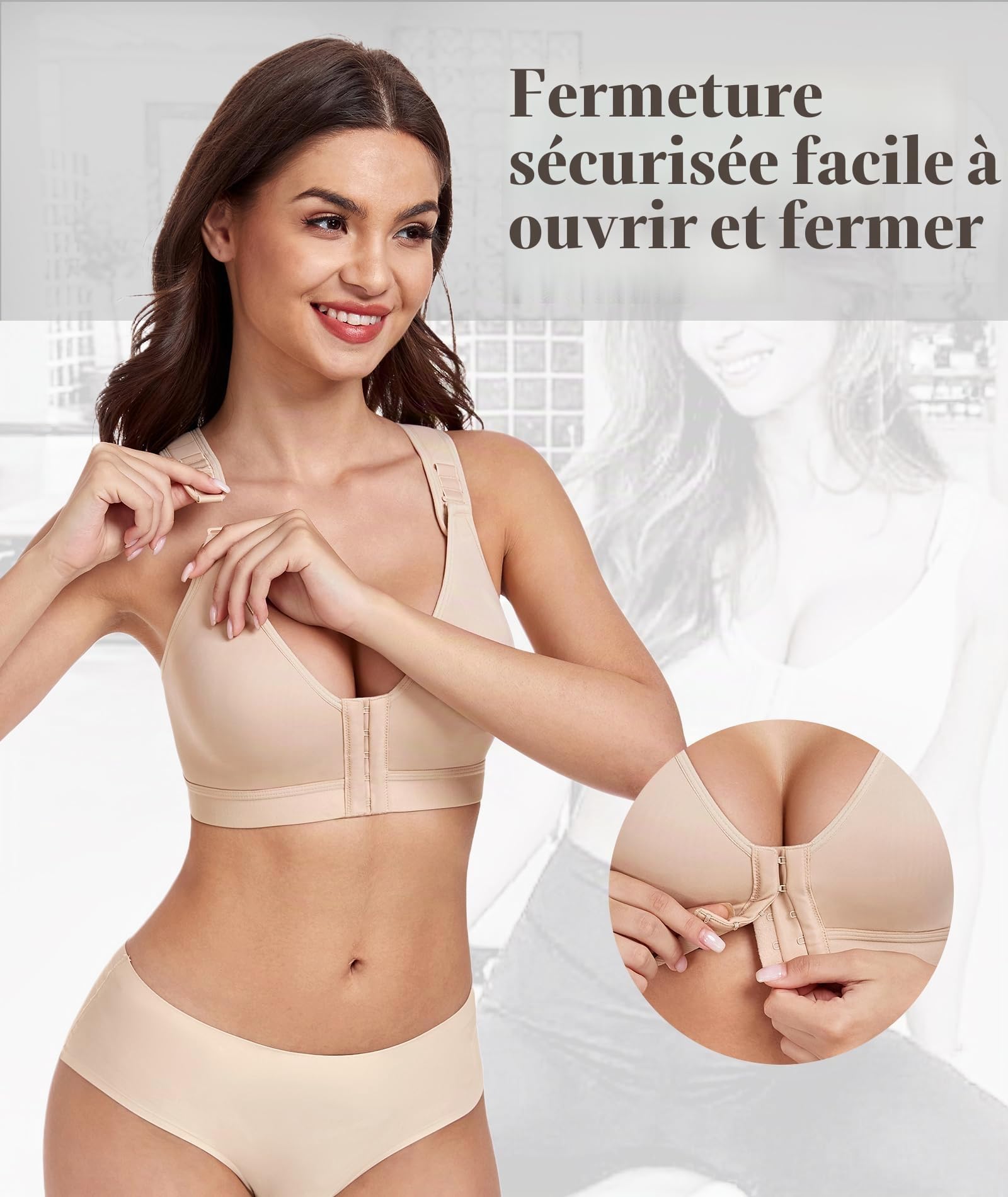 DotVol Soutines-Gorge postopératoire Boucle Avant Sport minimiseurs Fort Poitrine réglable Racerback Comfort Bustier
