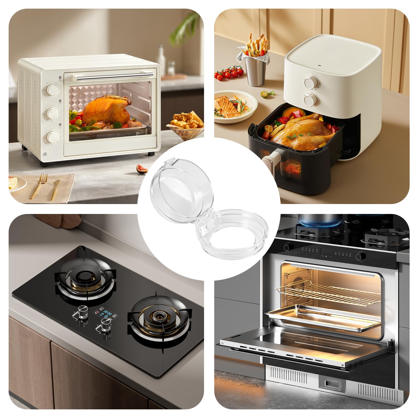 Cache-Boutons de Cuisinière Sécurité Enfant Autocollants Diamètre 4,9 cm Hauteur 4 cm Espacement 6,1 cm
