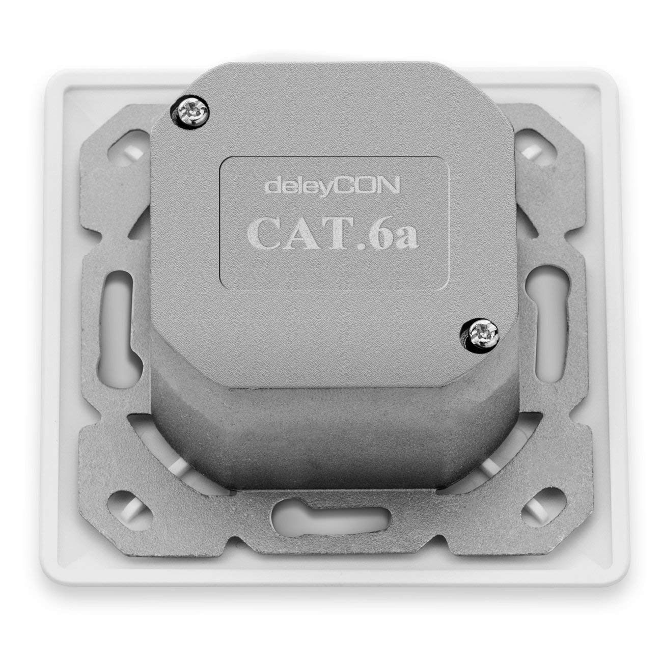 deleyCON 5x CAT 6a Universale Presa di Rete - 2x Porta RJ45 - Schermato - Superficie o Filo - 10 Gigabit Ethernet Rete - EIA/TIA 568A&B - Bianco