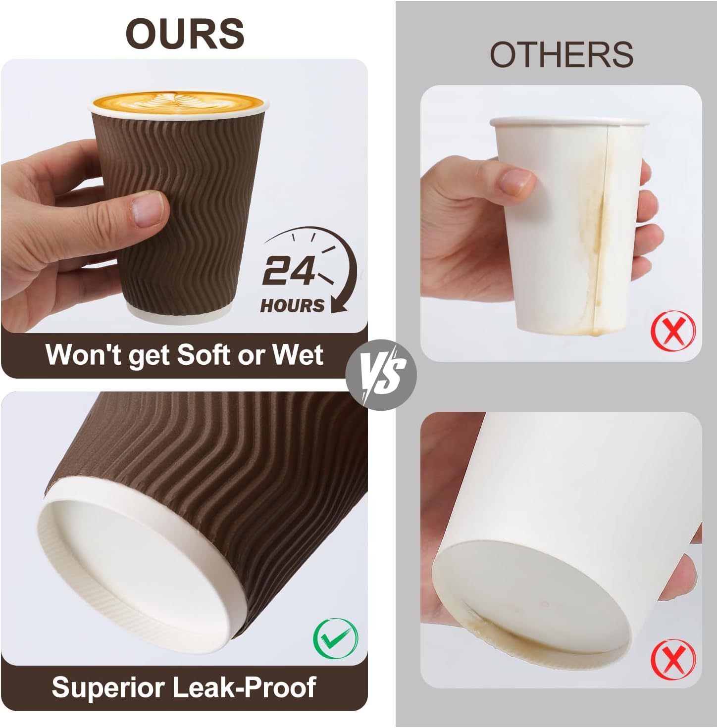 12 oz Disposable Coffee Cups with Lids, To Go Paper Coffee Cups with Lids, Insulated Hot Cups for Hot or Cold Beverages - Image 5