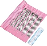 Vista 9 de Juego de agujas de tejer de punta doble Coppay, 7.9", 35 piezas de acero inoxidable, agujas de tejer rectas de 2.0mm-5.0mm, juego de agujas de tejer