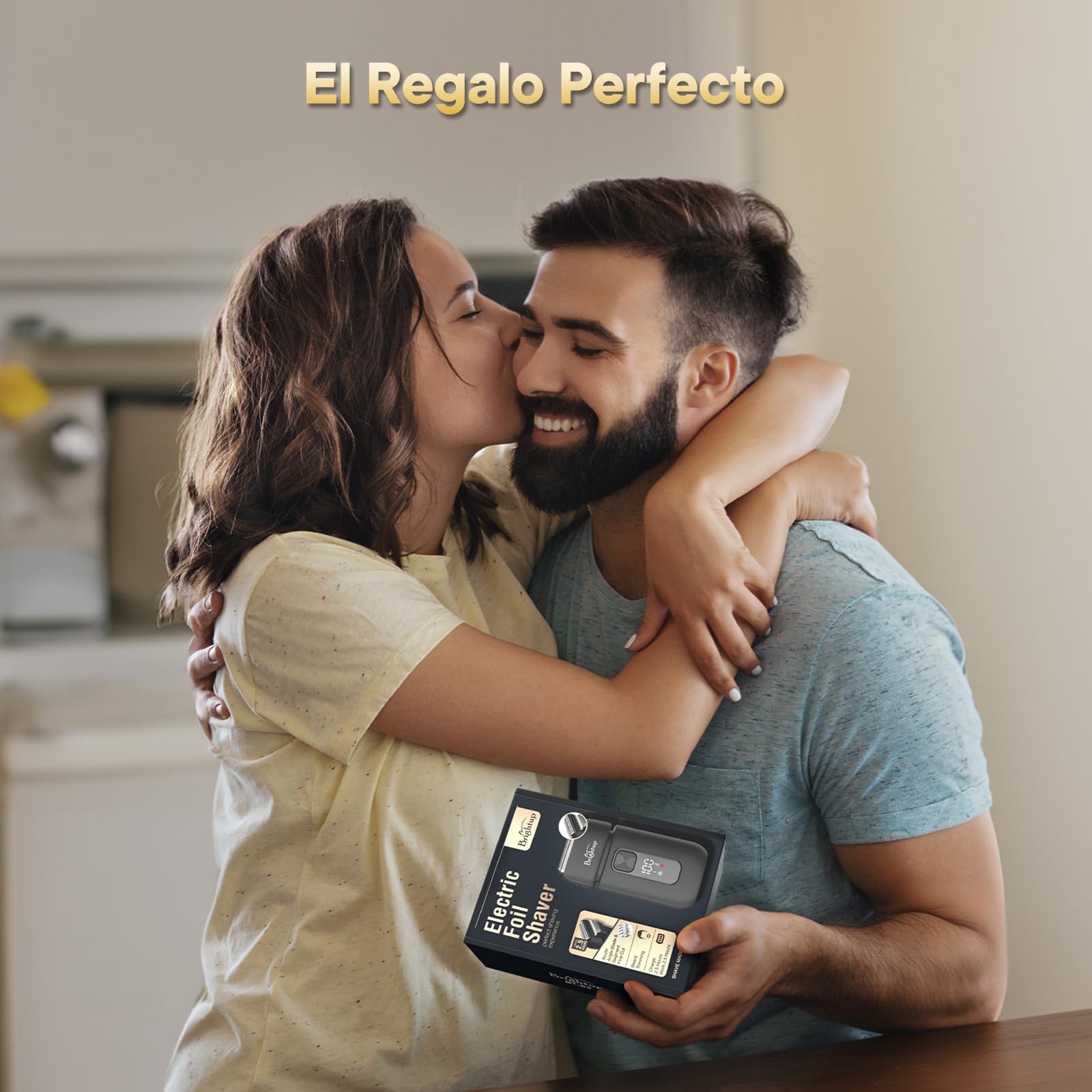 Brightup Afeitadora Eléctrica Hombre, Máquina de Afeitar con Recortador Emergente, Recargable USB-C, 150 Min de Uso, Resistente al Agua y Sin Cable, Doble Hoja Flotante para Afeitado Apurado, Negro