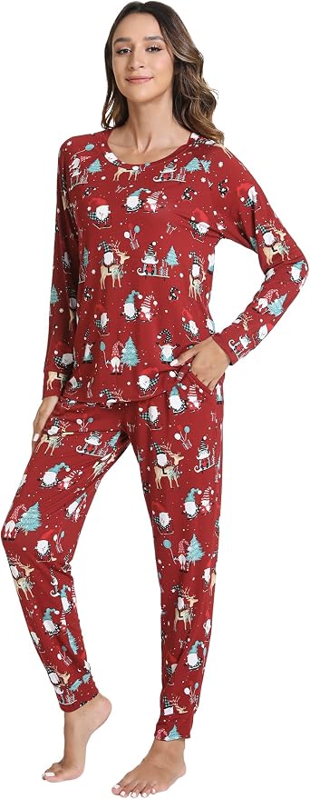 WiWi Viscose from Bamboo Womens Pajama Set Soft Long Sleeve Pajamas Sets S-XXL