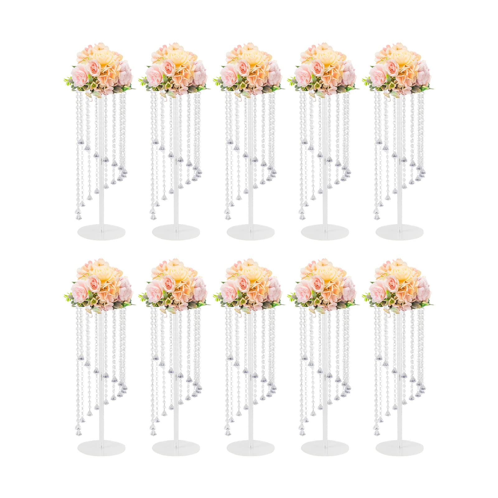 10 Pcs Luxury Acrylic Crystal Flower Stands, Floor Wedding Centerpieces, Tall Flower Arrangement Stands, Tabletop Vases, Wedding Parties, Dinner Events, Hotel/Home Decoration