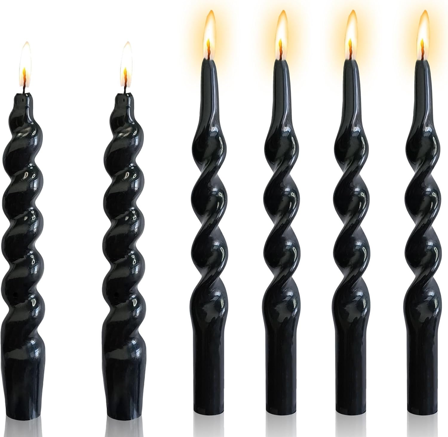 6pcs Spiral Taper Candle Long Candlesticks - Gedengni 10 INCH Black Candle Stick Unscented Twisted Candlesticks Tapered Candles for Home Décor Weddings Festive Gifts
