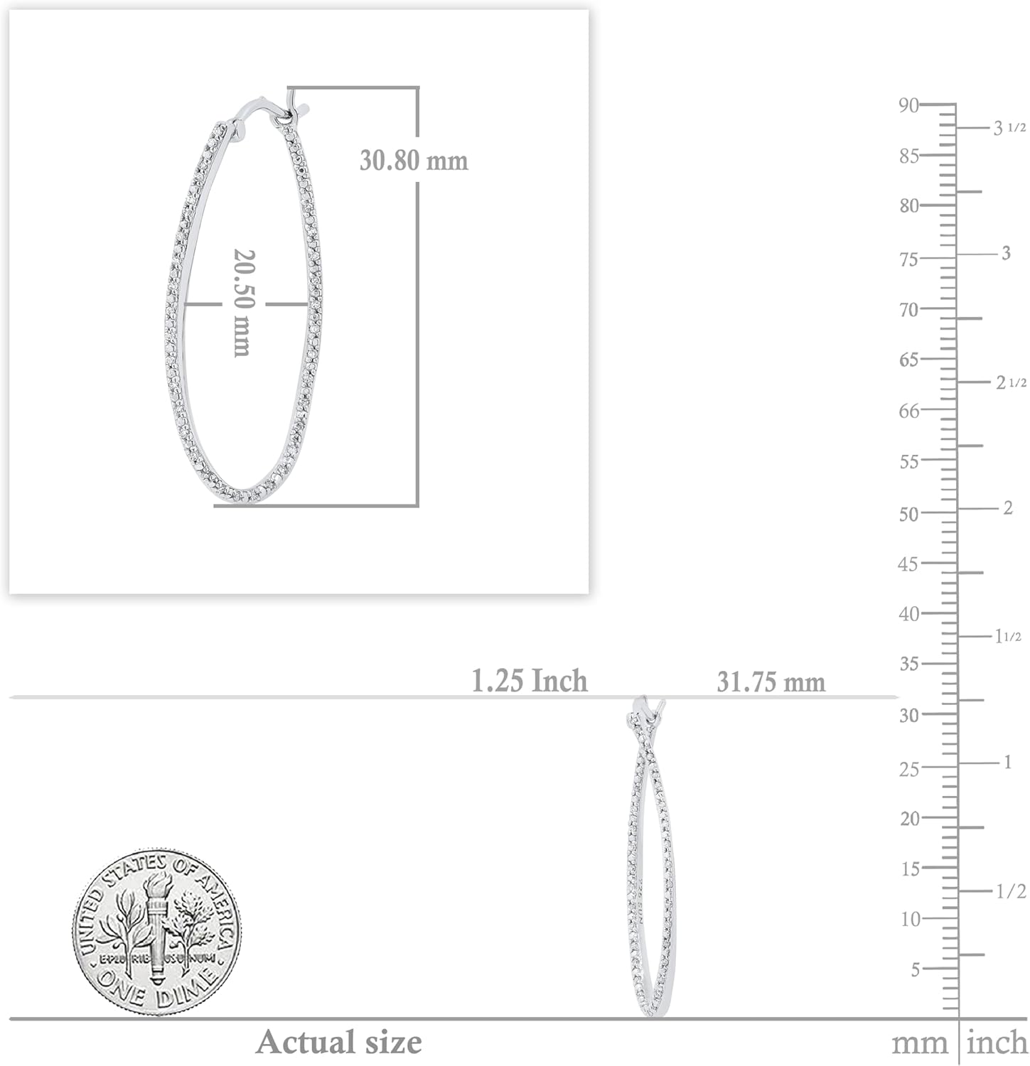 Dazzlingrock Collection 0.16 Carat (ctw) Round White Diamond Ladies Inside Out Twisted Simple & Dainty Thin Hoops Earrings, 925 Sterling Silver