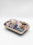 Floral Evening Bag for Women Beaded Clutch Purse with Sequins & Rhinestone Wedding Party Handbag with Chains