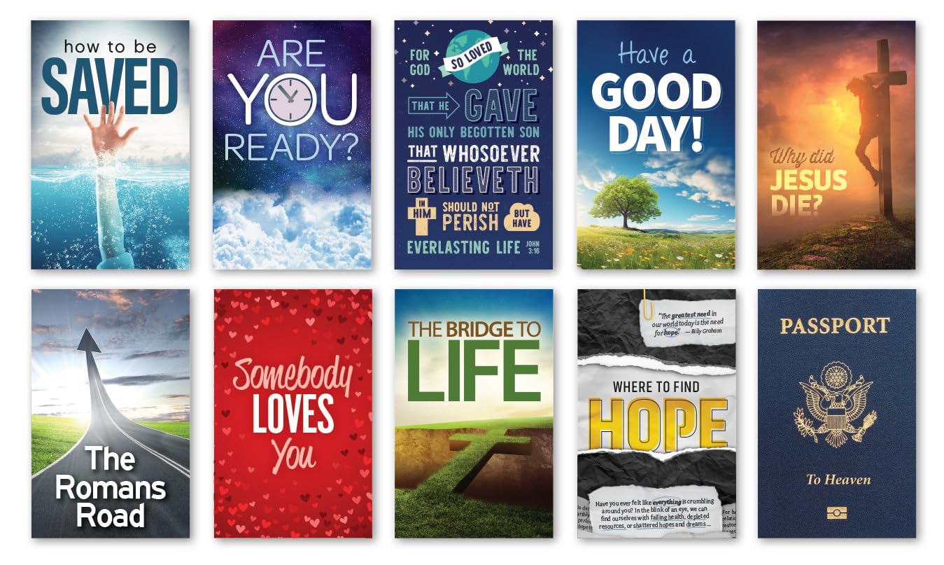 Glattol Gospel Tracts Assortment (Top Ten Titles, 100 Paper Tracts, KJV)